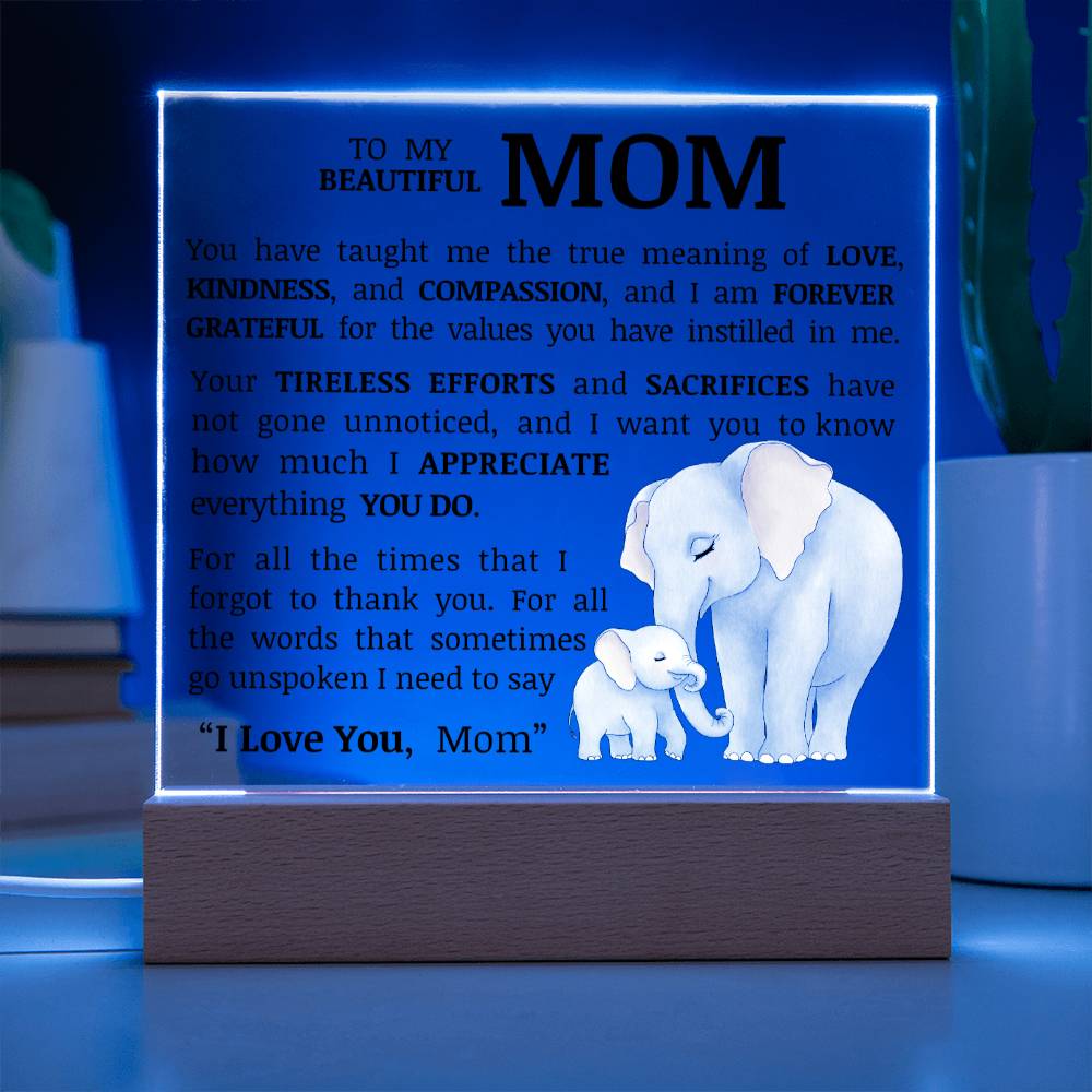 To My Beautiful Mom, Acrylic Plaque