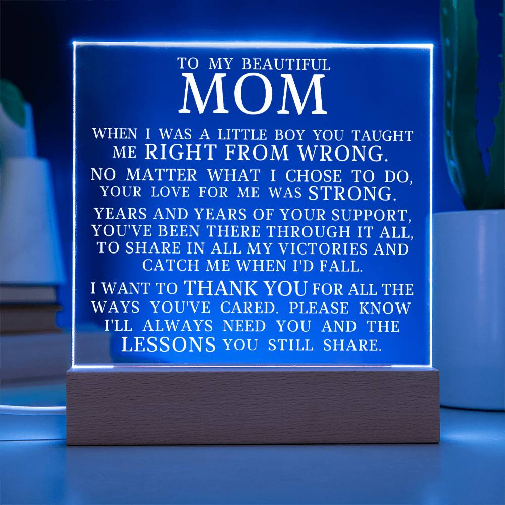 To My Beautiful Mom, Acrylic Plaque