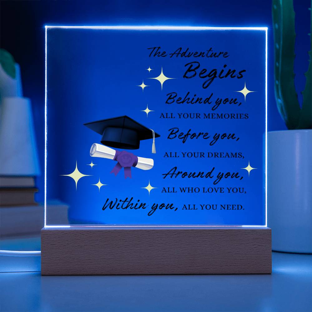 Graduation Gift for Her, Acrylic Square Plaque, High School College MBA Masters Bachelor Doctorate Degree Gift, Graduation Decor for Men or Women