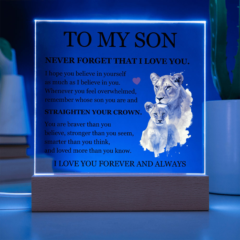 Square Acrylic Plaque - To My Son "Never Forget That I Love You"