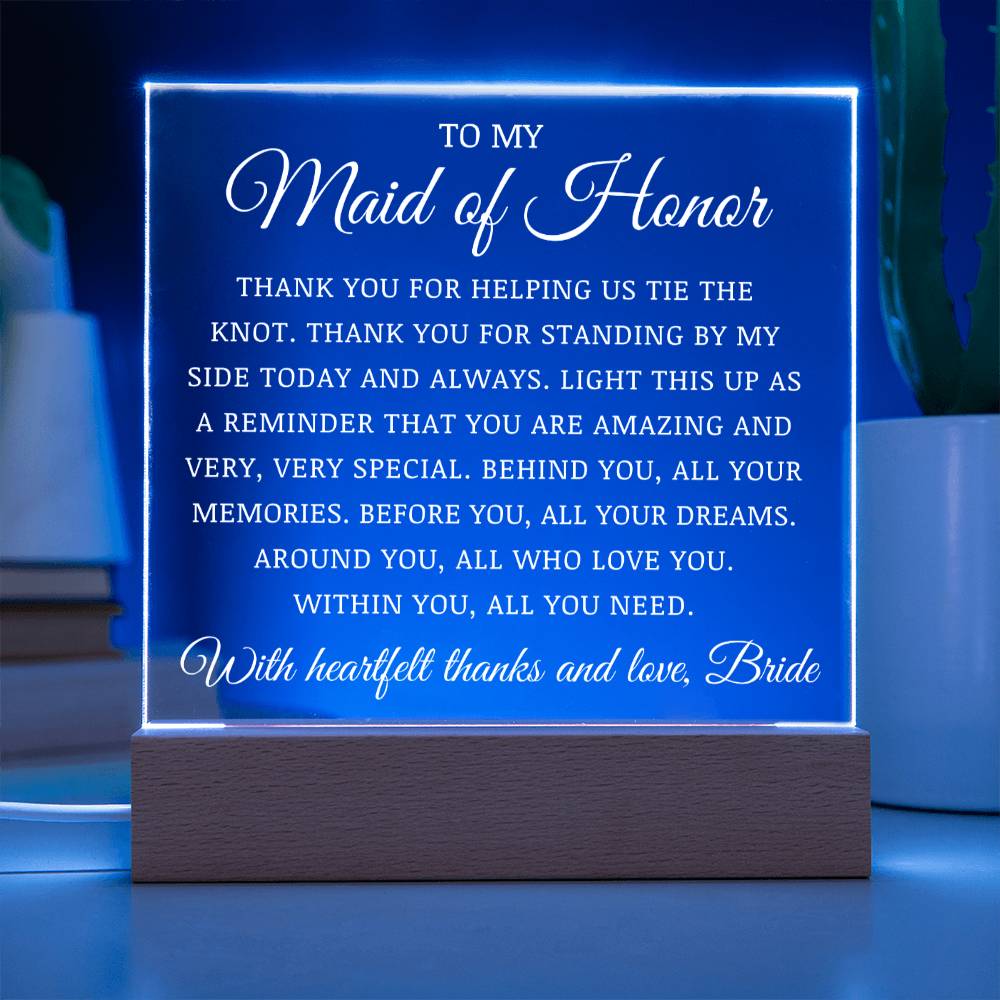 To My Maid of Honor, Acrylic Plaque