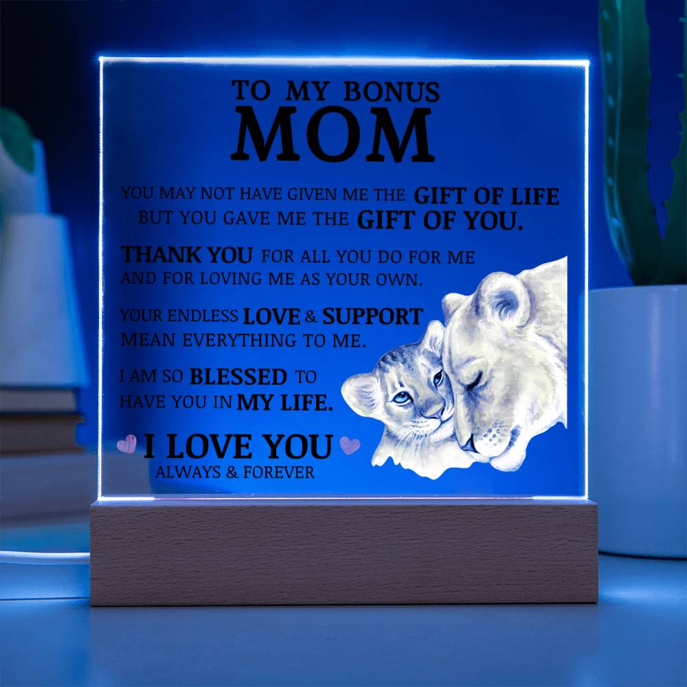 To My Bonus Mom "Gift of You" Acrylic Plaque