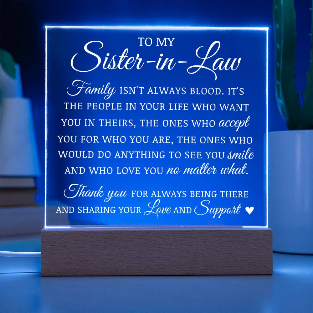 To My Sister In Law, Sister In Law Acrylic Plaque