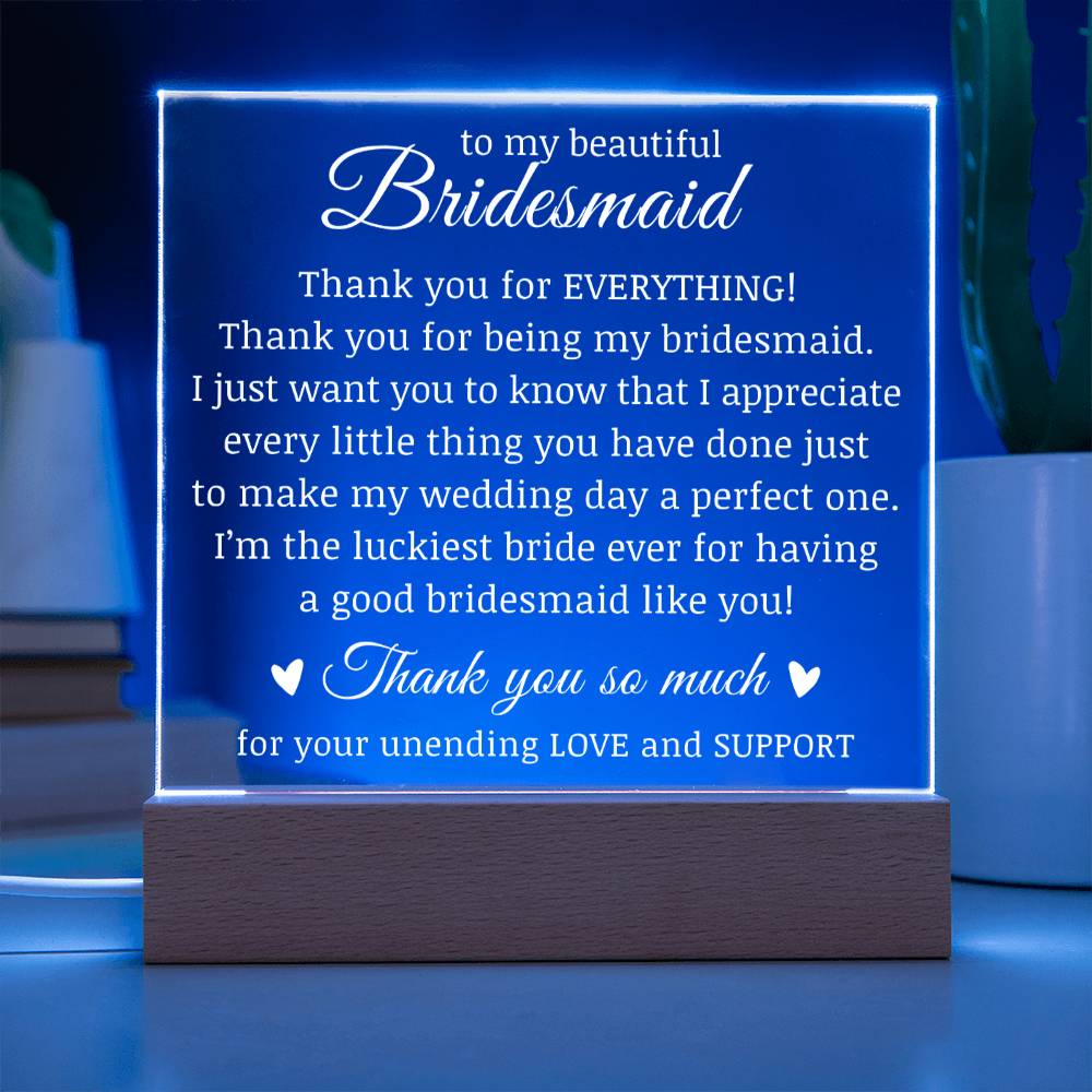 To My Beautiful Bridesmaid, Bridesmaid Plaque