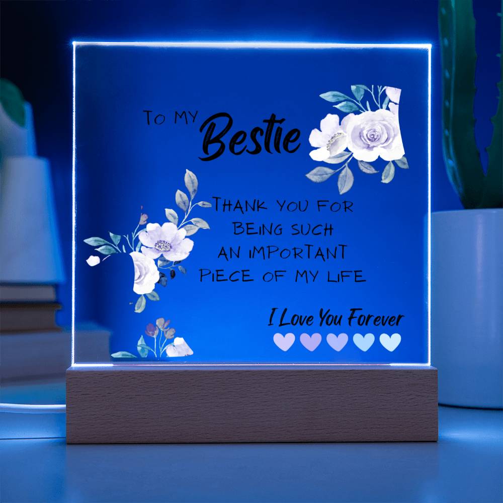 Bestie Gift, Thank You Best Friend Present, Acrylic Square Plaque, Unique Idea for Best Friend, Birthday Christmas Gift