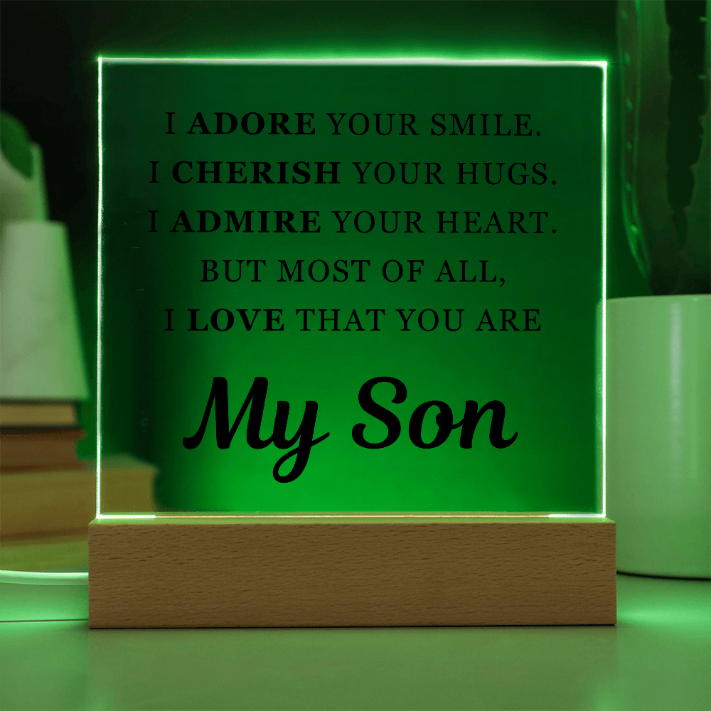 Square Acrylic Plaque - To My Son "I Adore Your Smile"