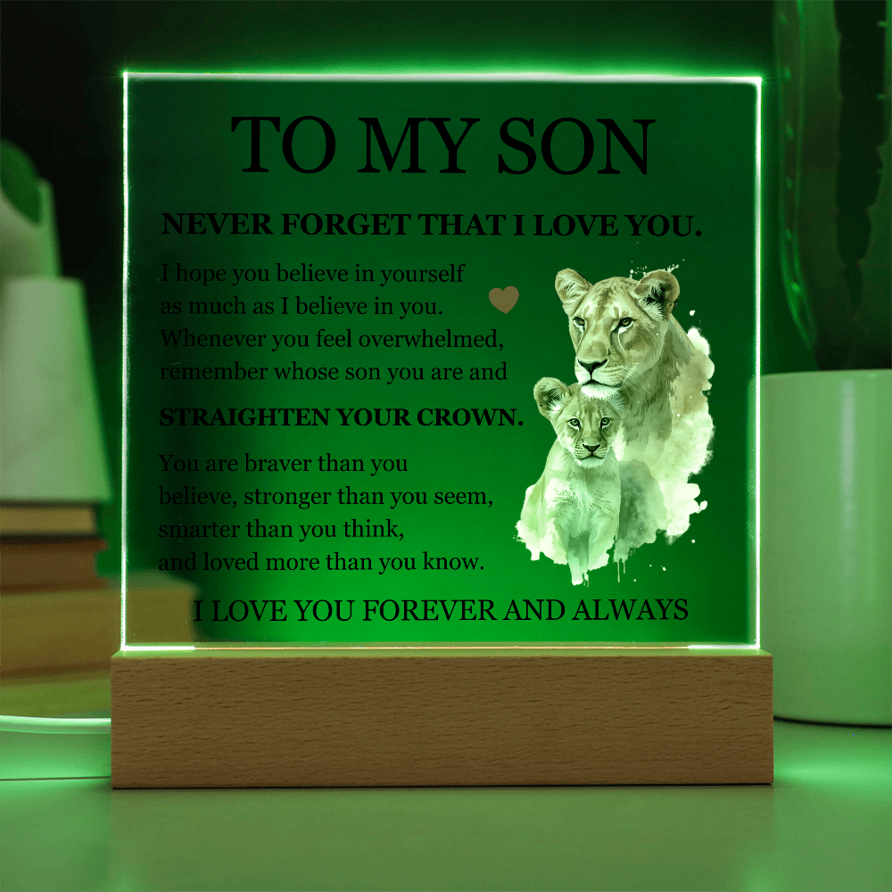 Square Acrylic Plaque - To My Son "Never Forget That I Love You"