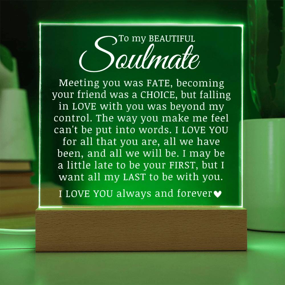 To My Beautiful Soulmate, Acrylic Plaque