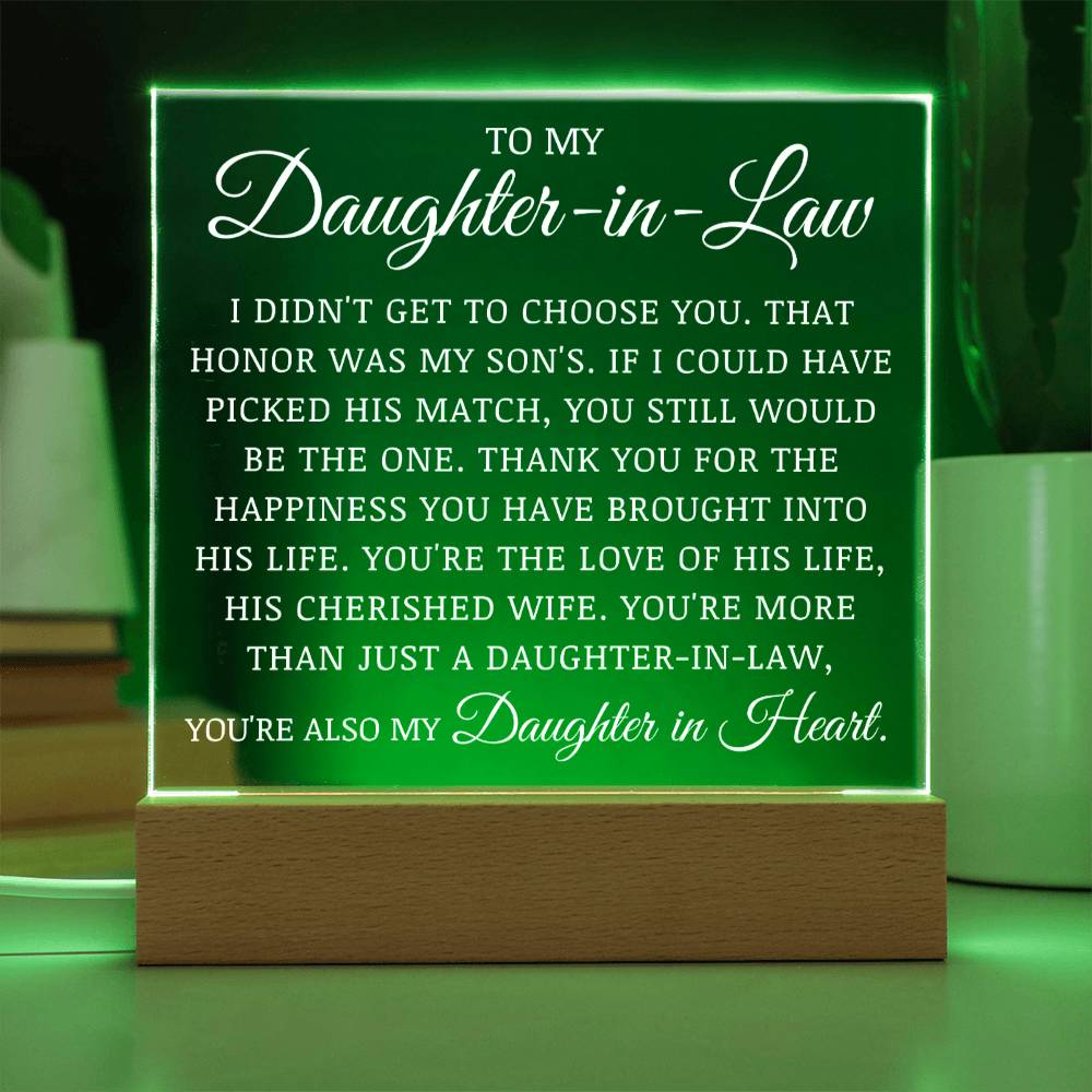 To My Daughter In Law, Acrylic Plaque, Wedding Day Gift, Mother In Law to Bride Gift
