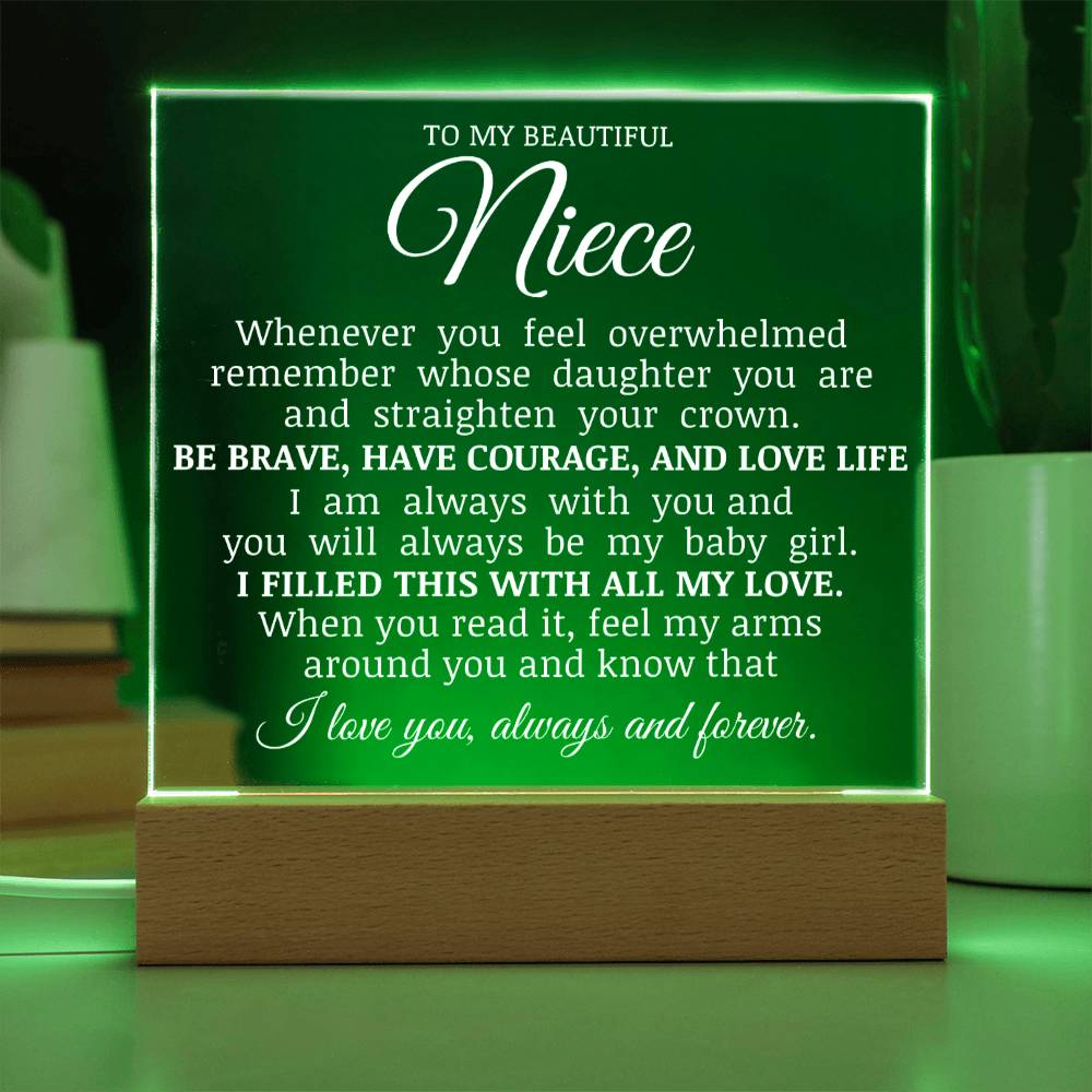 To My Beautiful Niece, Straighten Your Crown, Acrylic Plaque
