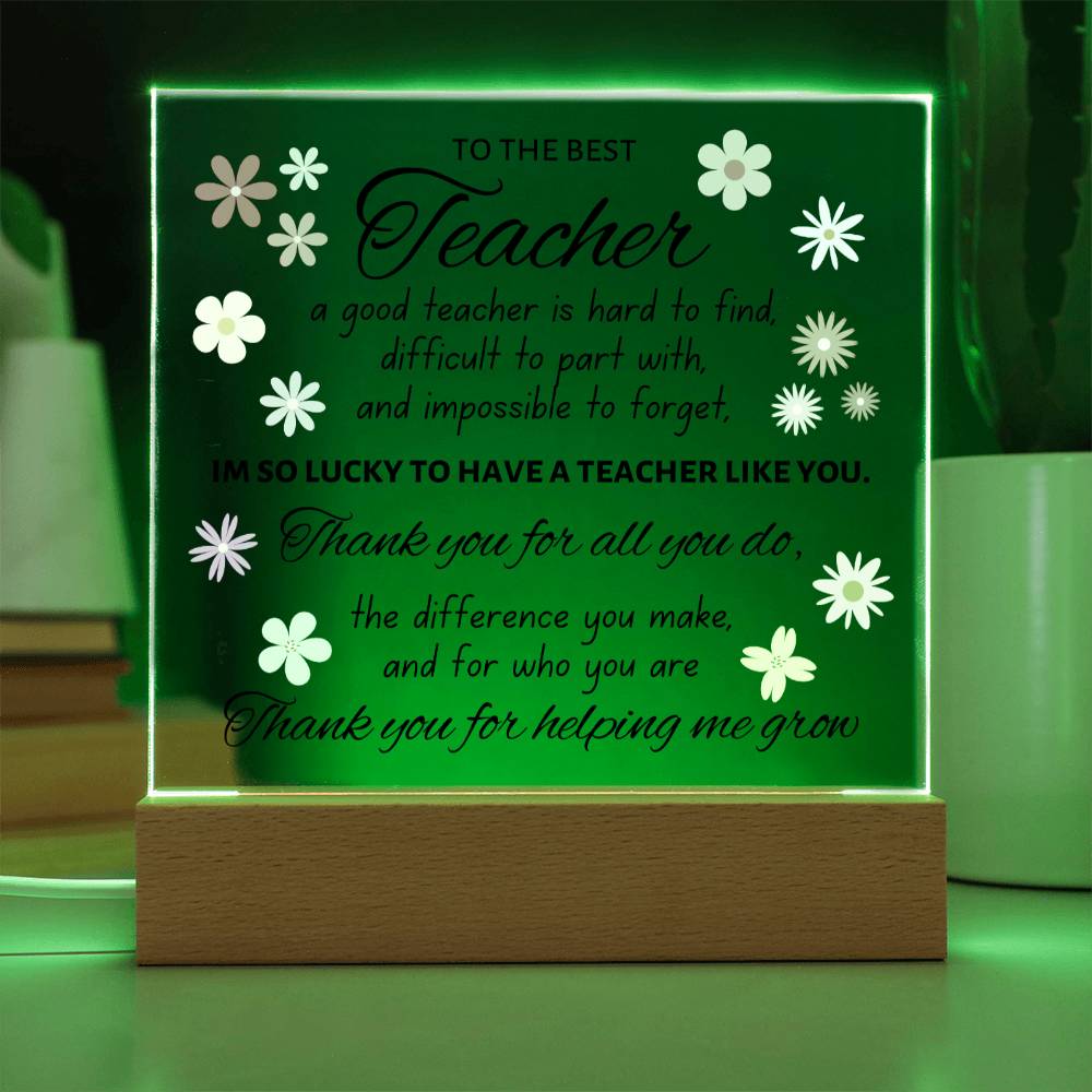 To The Best Teacher, Acrylic Square Plaque, Teacher Appreciation Day Present for Men or Women, Thank You Gift For Favorite Teacher