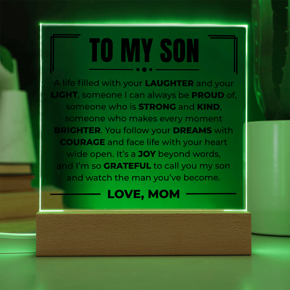 Acrylic Square Plaque - To My Son