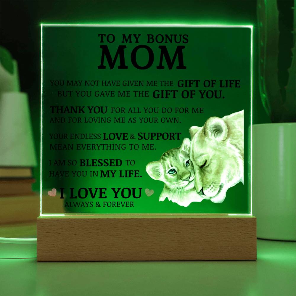 To My Bonus Mom "Gift of You" Acrylic Plaque