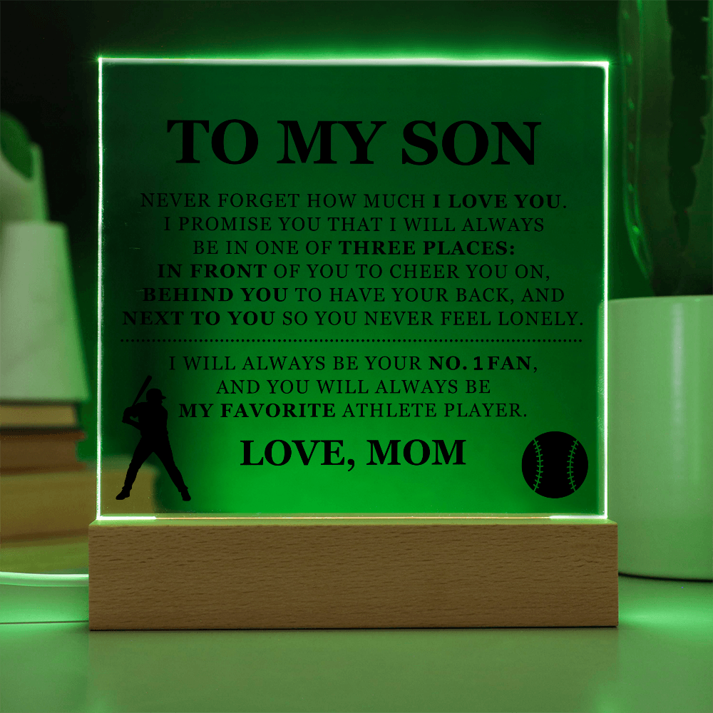 Square Acrylic Plaque - To My Son "I Will Always Be Your No. 1 Fan"