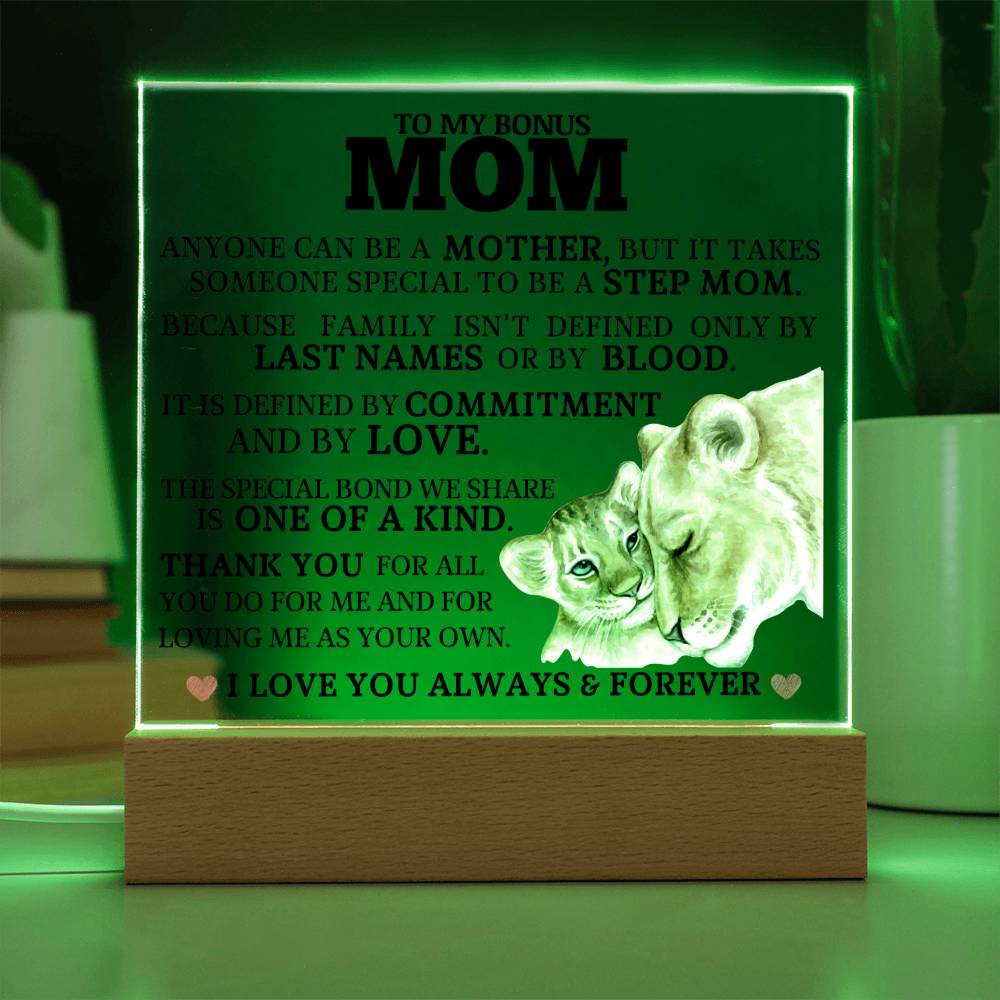 To My Bonus Mom "One of a Kind" Acrylic Plaque
