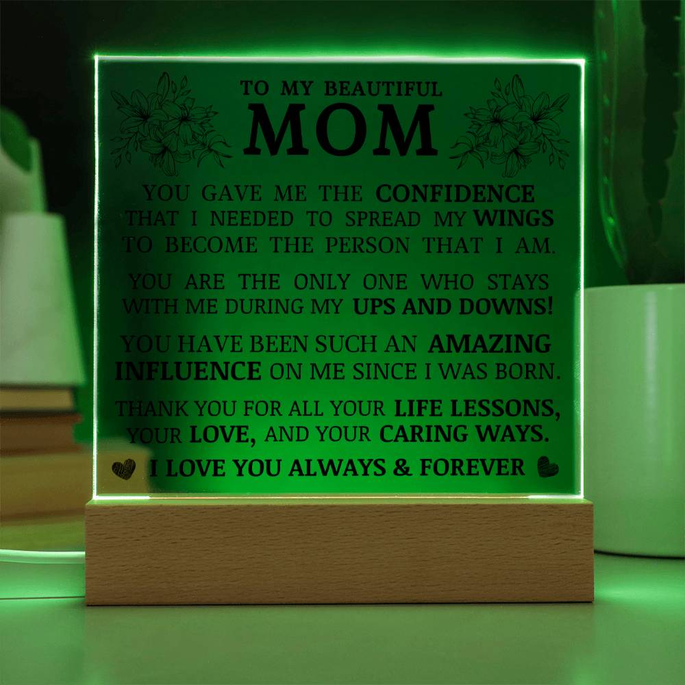 To My Beautiful Mom, Acrylic Plaque