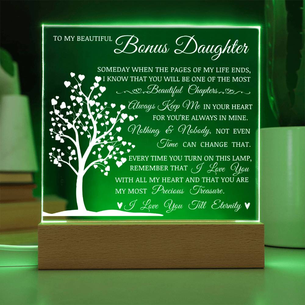 To My Beautiful Bonus Daughter, You Are My Most Precious Treasure, Acrylic Plaque