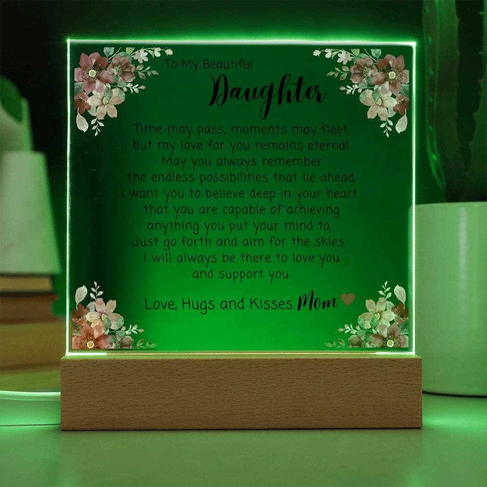 To My Beautiful Daughter Acrylic Plaque, Daughter Gift From Mom, Unique Inspirational Sentimental Gift for Her, Birthday Present Ideas, Home Decor