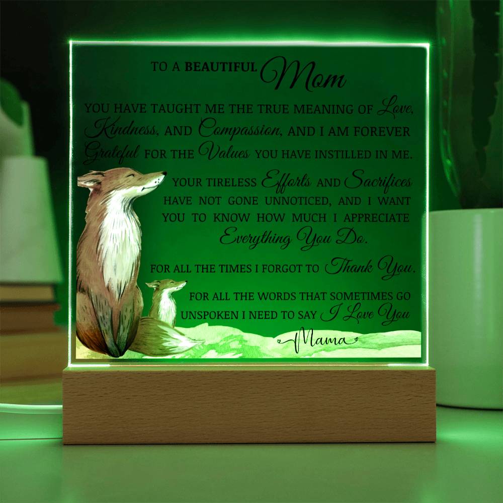 To My Beautiful Mom "I Love You" Acrylic Plaque