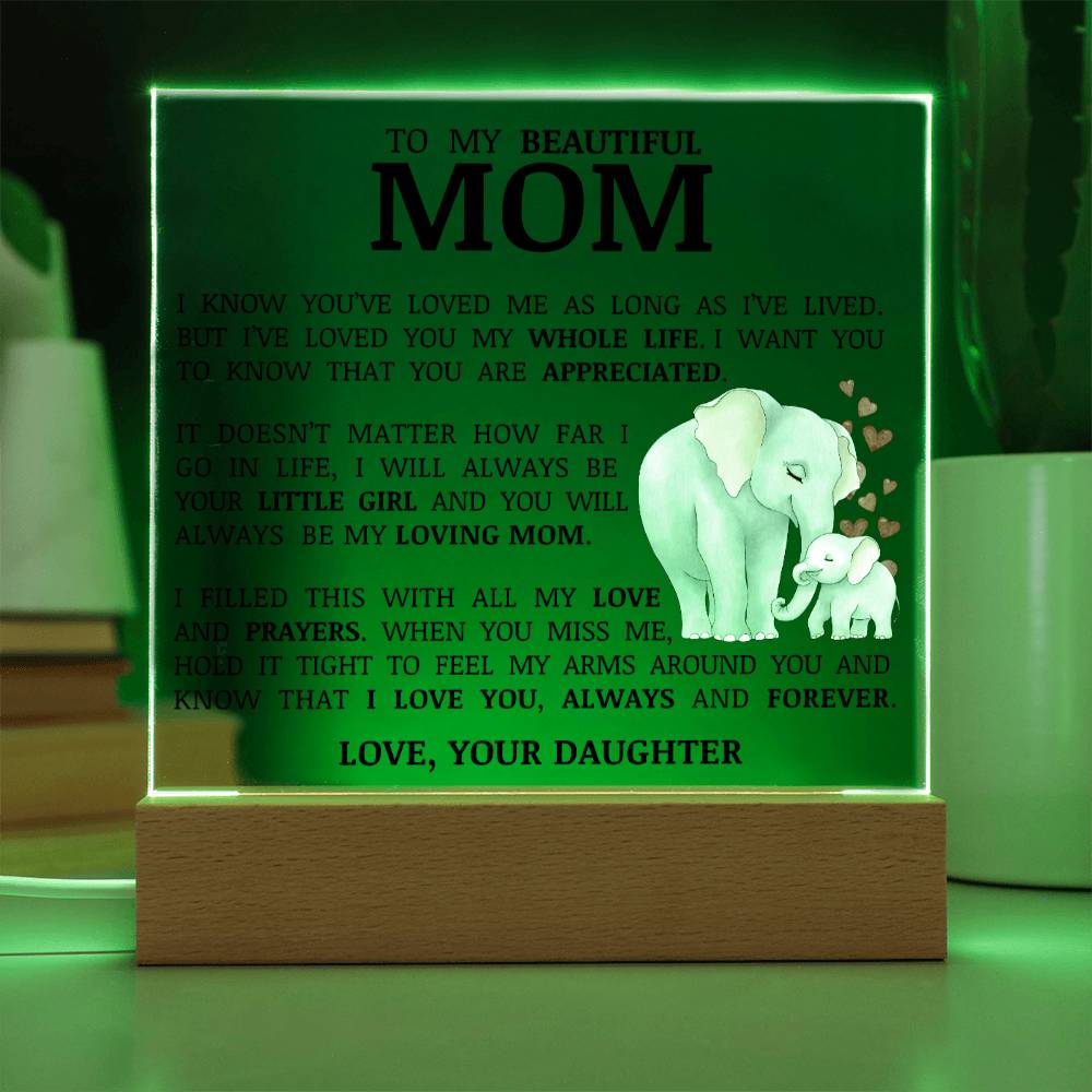 To My Beautiful Mom, Acrylic Plaque, To Mom from Daughter