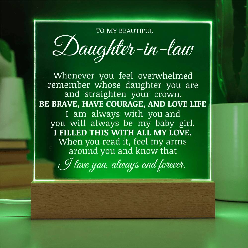 To My Beautiful Daughter In Law, Straighten Your Crown, Acrylic Plaque