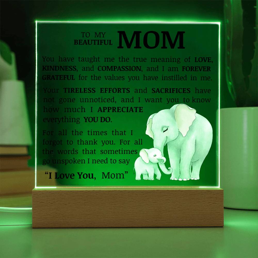 To My Beautiful Mom, Acrylic Plaque