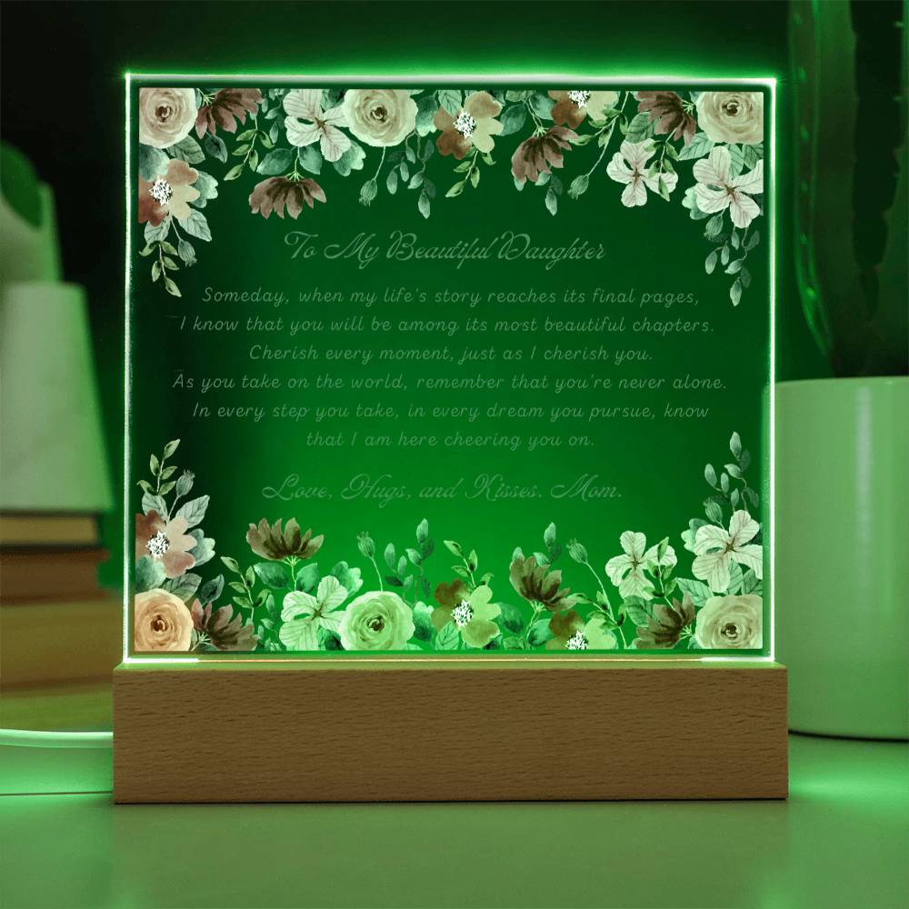 To My Beautiful Daughter Acrylic Plaque, Daughter Gift From Mom, Unique Inspirational Sentimental Gift for Her, Birthday Present Ideas, Home Decor