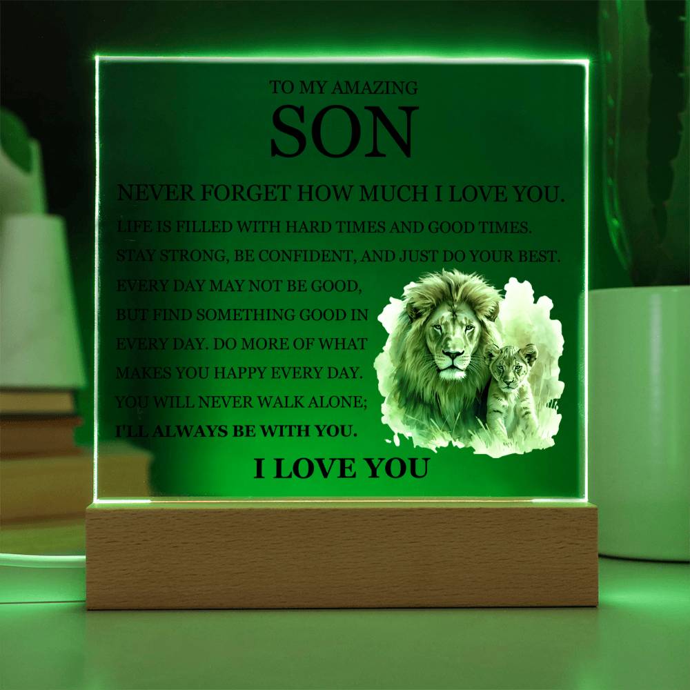 Acrylic Square Plaque - To My Son "Never Forget How Much I Love You"