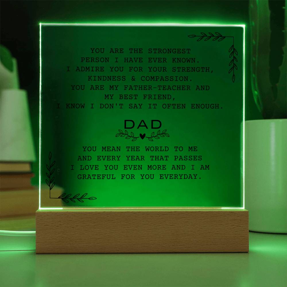 Dear Dad Gift, Acrylic Square Plaque, Home Decor With Heartfelt Message for Father, Unique Gift to Daddy, Birthday Present, Thoughtful Special Gift
