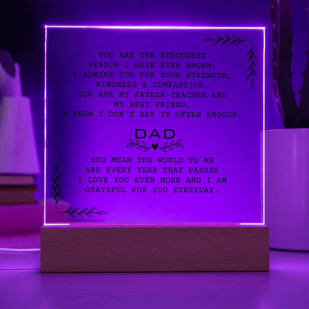 Dear Dad Gift, Acrylic Square Plaque, Home Decor With Heartfelt Message for Father, Unique Gift to Daddy, Birthday Present, Thoughtful Special Gift