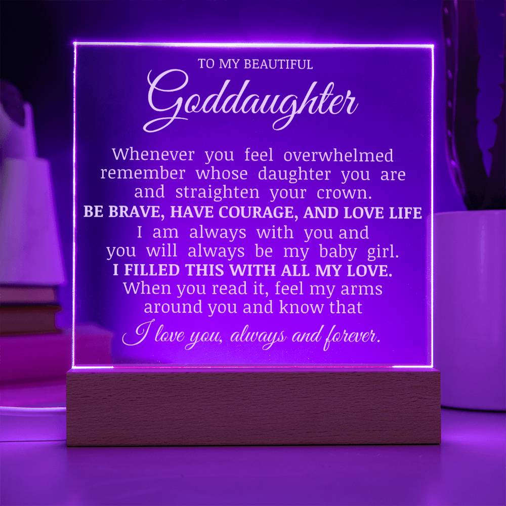 To My Beautiful Goddaughter, Straighten Your Crown, Acrylic Plaque