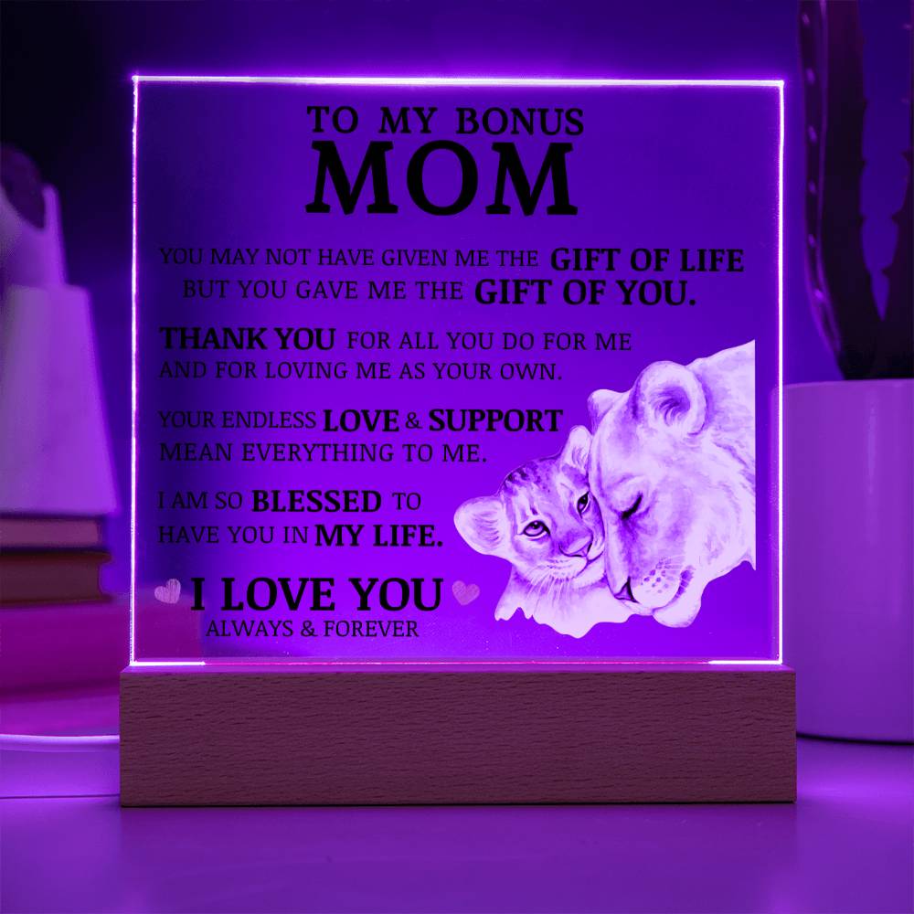 To My Bonus Mom "Gift of You" Acrylic Plaque
