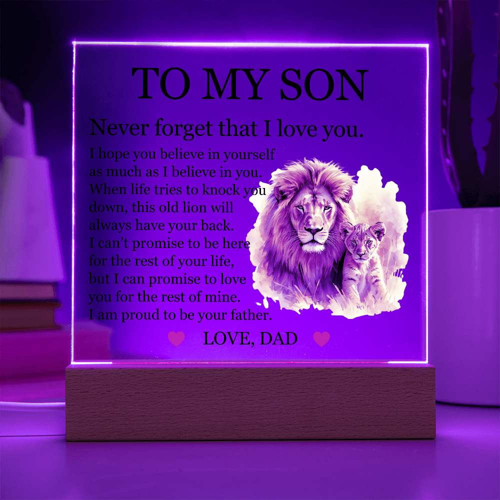 Acrylic Square Plaque - To My Son "Never Forget That I Love You"