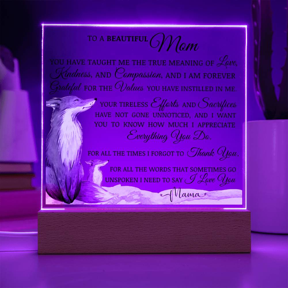 To My Beautiful Mom "I Love You" Acrylic Plaque