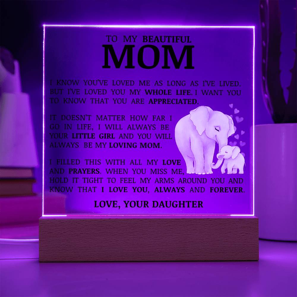 To My Beautiful Mom, Acrylic Plaque, To Mom from Daughter