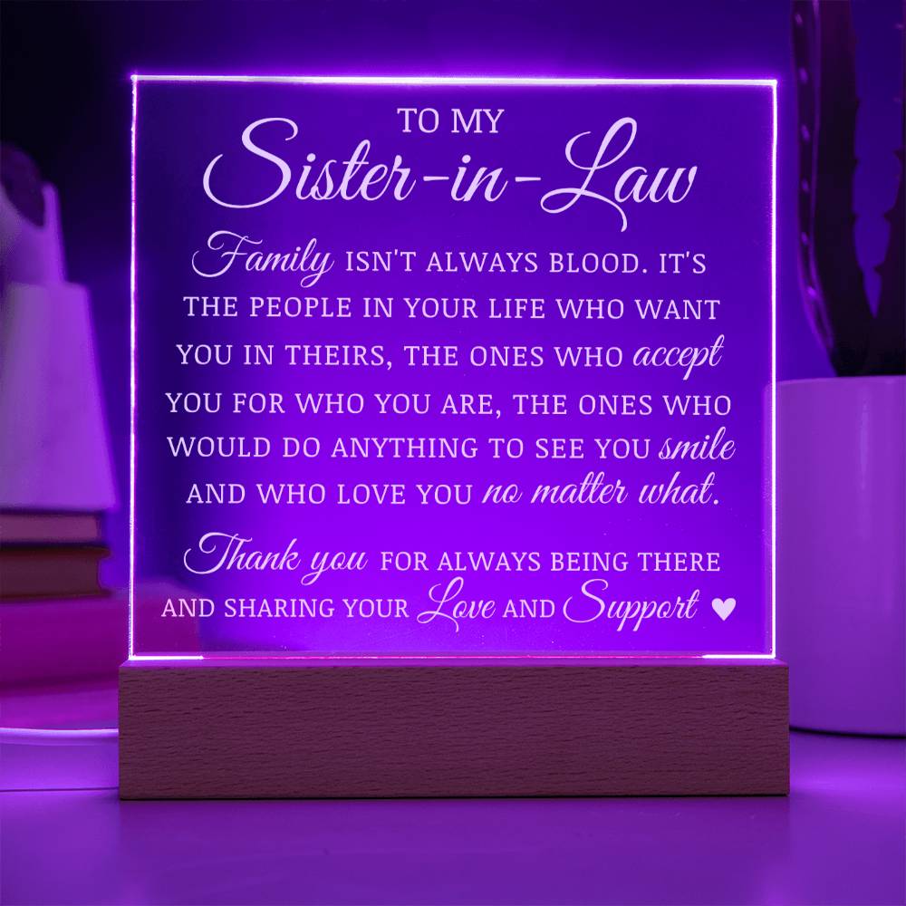 To My Sister In Law, Sister In Law Acrylic Plaque