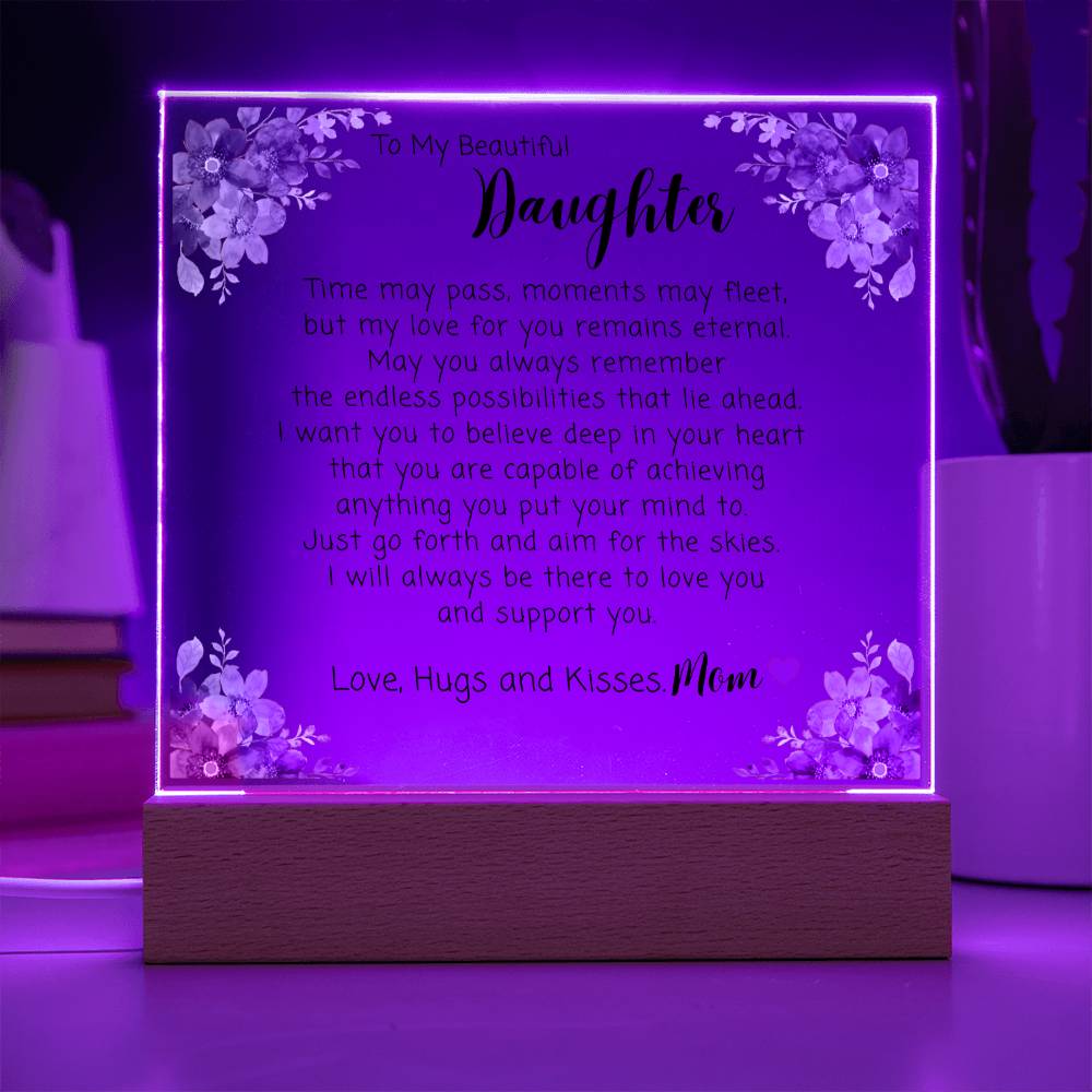 To My Beautiful Daughter Acrylic Plaque, Daughter Gift From Mom, Unique Inspirational Sentimental Gift for Her, Birthday Present Ideas, Home Decor