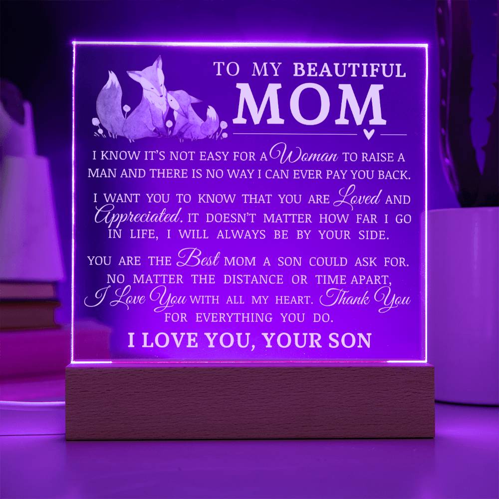 To My Beautiful Mom, Acrylic Plaque, To Mom from Son