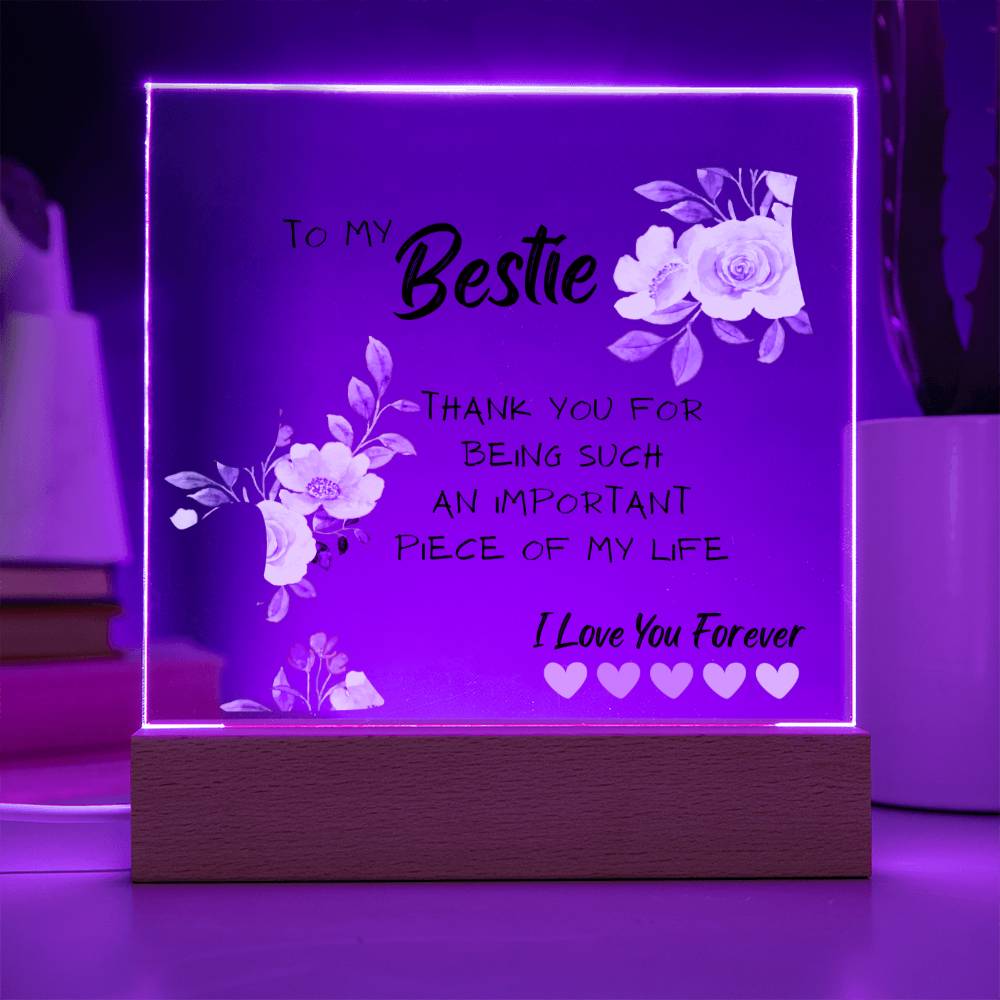 Bestie Gift, Thank You Best Friend Present, Acrylic Square Plaque, Unique Idea for Best Friend, Birthday Christmas Gift