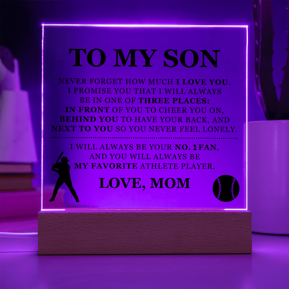 Square Acrylic Plaque - To My Son "I Will Always Be Your No. 1 Fan"