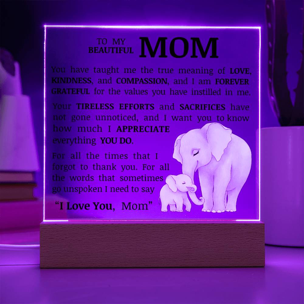 To My Beautiful Mom, Acrylic Plaque