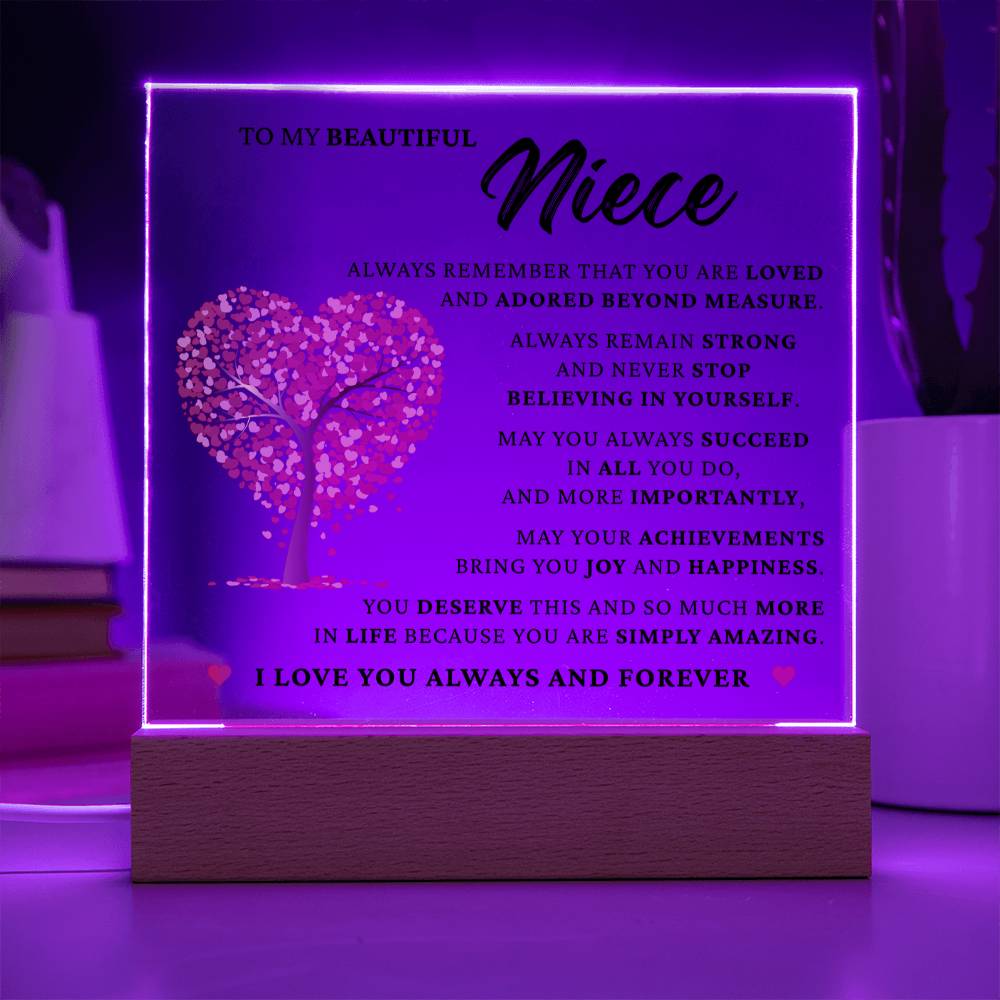 Acrylic Square Plaque - To My Beautiful Niece "You Are Simply Amazing"