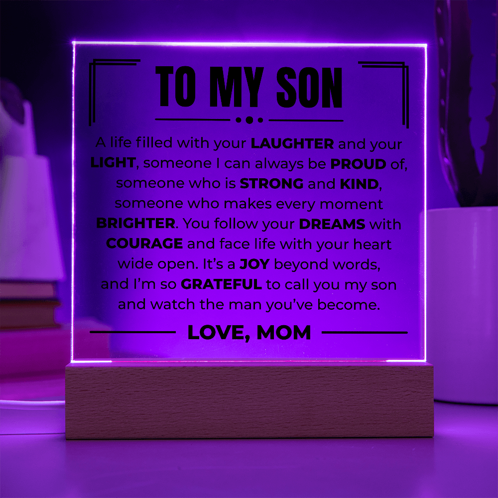 Acrylic Square Plaque - To My Son