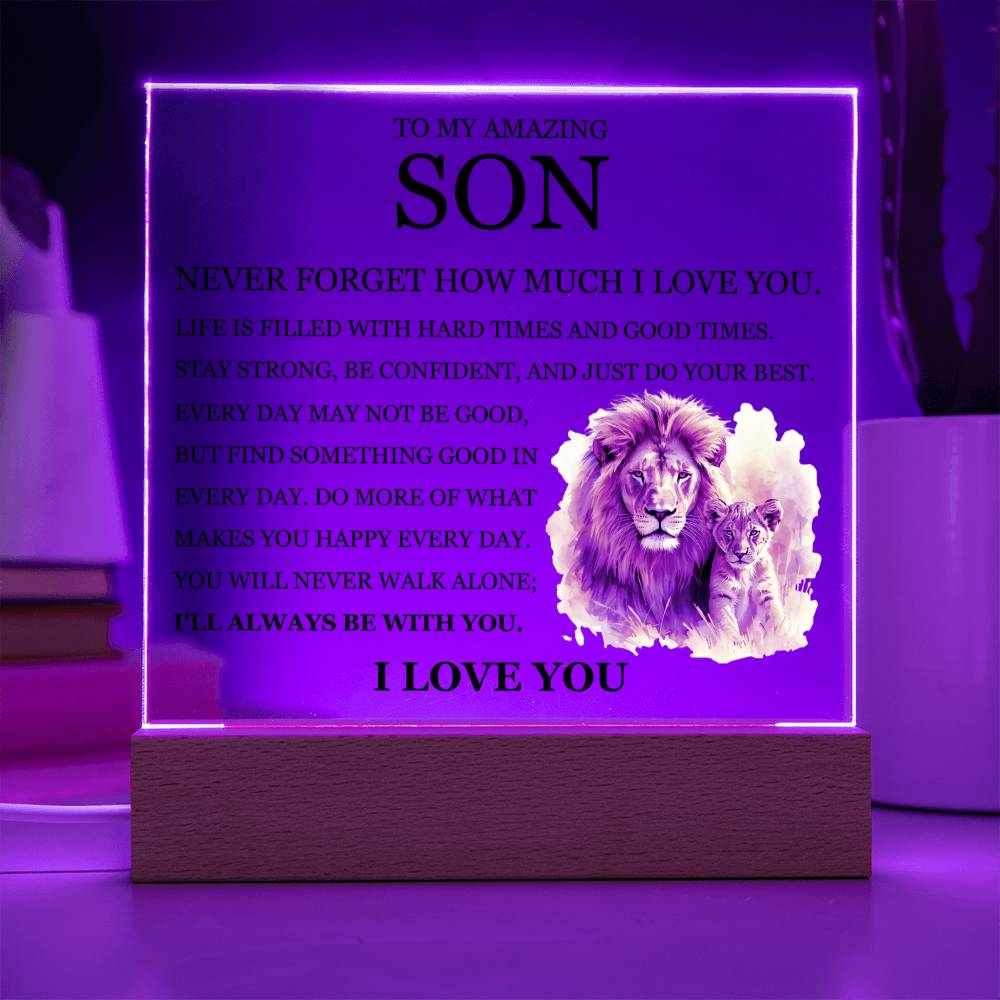 Acrylic Square Plaque - To My Son "Never Forget How Much I Love You"