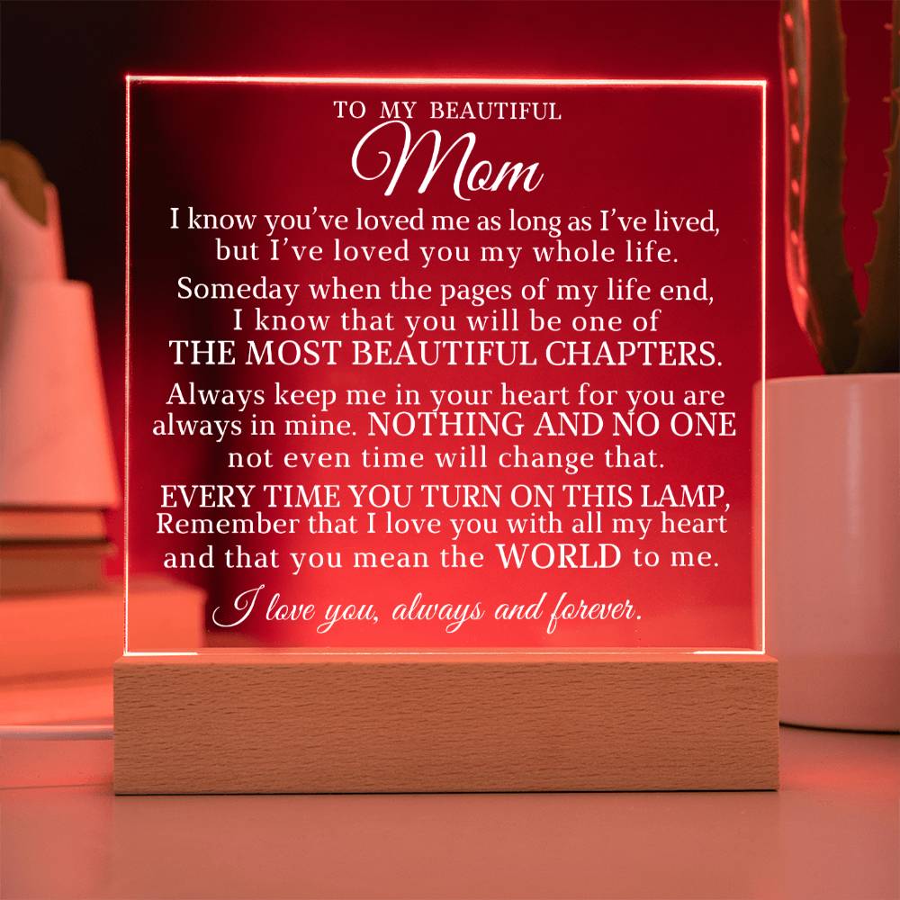 To My Mom "I've Loved You My Whole Life" Acrylic Plaque