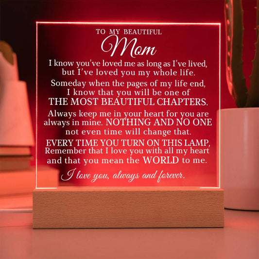 To My Mom "I've Loved You My Whole Life" Acrylic Plaque
