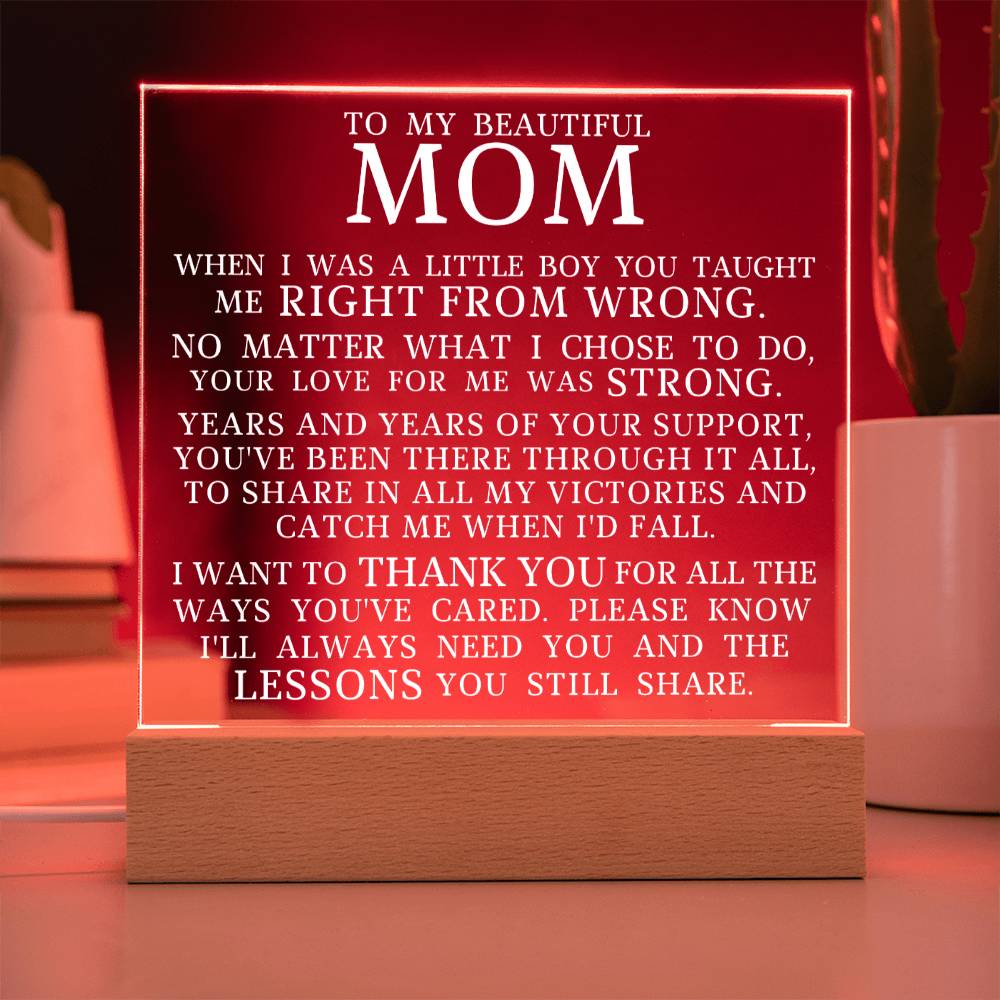 To My Beautiful Mom, Acrylic Plaque