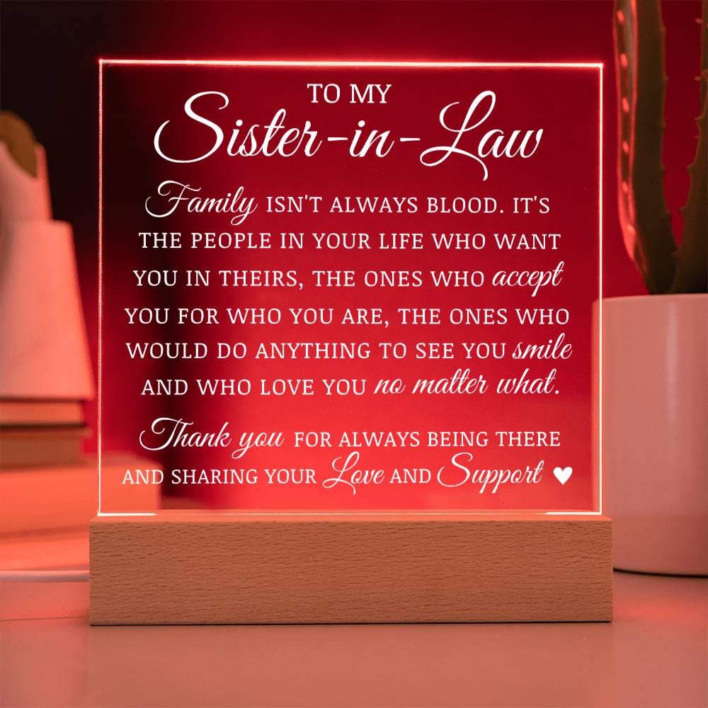 To My Sister In Law, Sister In Law Acrylic Plaque