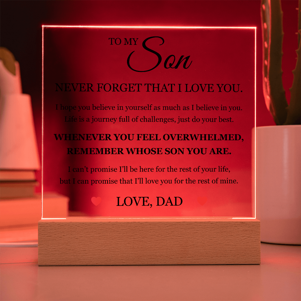 Square Acrylic Plaque - To My Son " Just Do Your Best "
