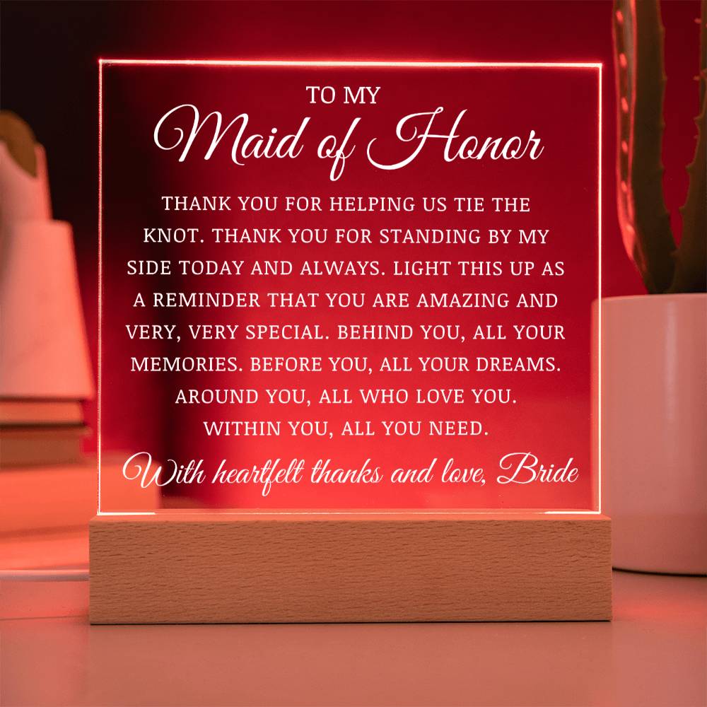 To My Maid of Honor, Acrylic Plaque